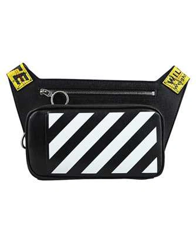 Off-white Striped Leather Body-bag In Black