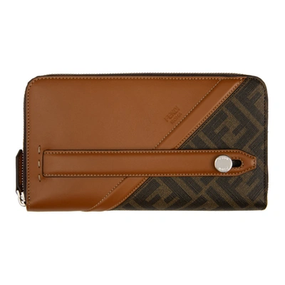 Fendi Brown & Tan 'forever ' Continental Wallet In F1dza - Tab