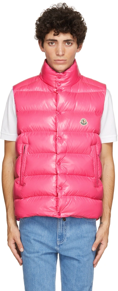 Moncler Tibb Logo-patch Padded Gilet In Pink