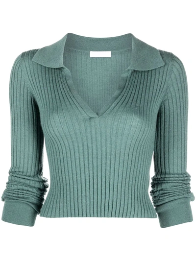 Sablyn Irene Cropped Ribbed Cashmere Top In Forest Green