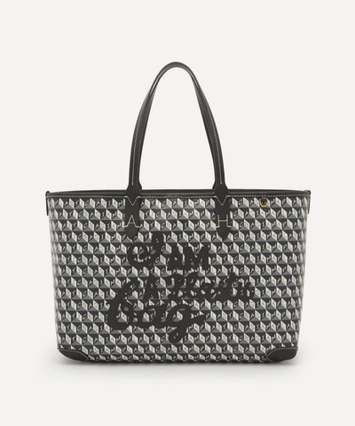 Anya Hindmarch I Am A Plastic Bag Small Motif Recycled Coated Canvas Tote Bag In Charcoal