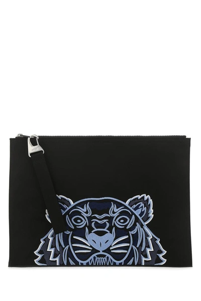 Kenzo Kampus Tiger Embroidered Pouch In Black