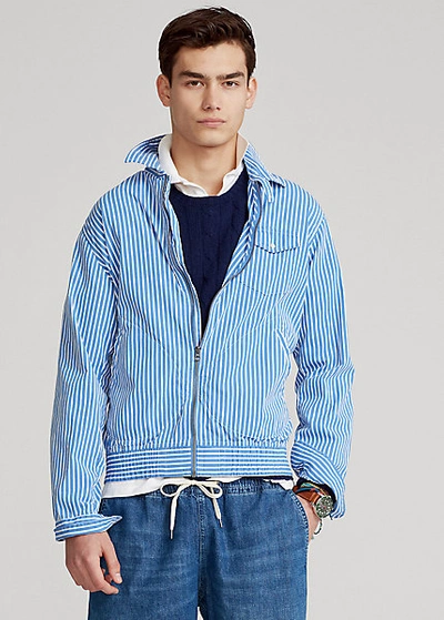 Ralph Lauren Striped Overshirt In Blue/white