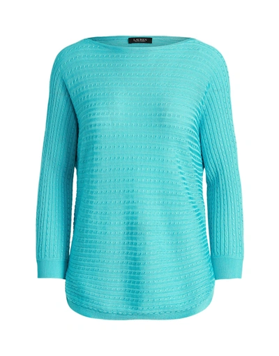 Lauren Ralph Lauren Cable-knit Boatneck Sweater In Sky Blue