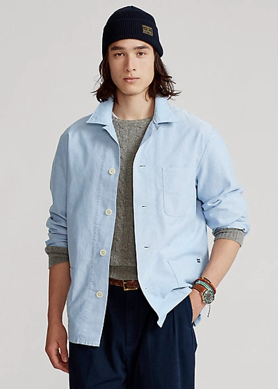 Ralph Lauren Oxford Overshirt In Bsr Blue