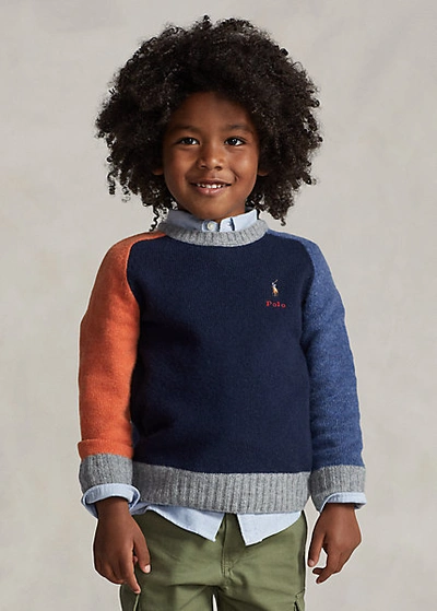 Polo Ralph Lauren Kids' Color-blocked Wool-cashmere Sweater In Multi