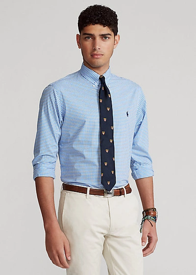 Ralph Lauren Classic Fit Gingham Poplin Shirt In Blue/white Check