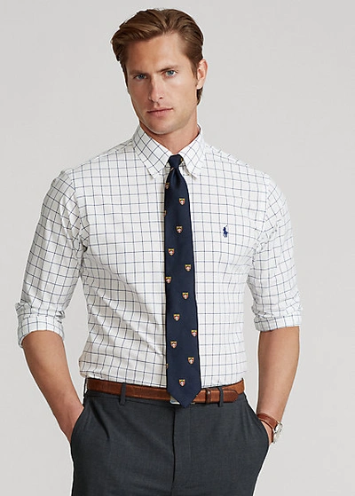 Ralph Lauren Classic Fit Checked Stretch Poplin Shirt In White/blue