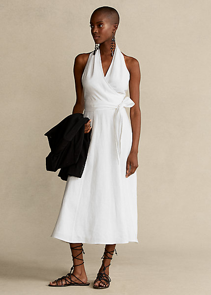 Polo Ralph Lauren Linen Halter Dress In White | ModeSens