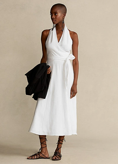 Ralph Lauren Linen Halter Dress In White | ModeSens