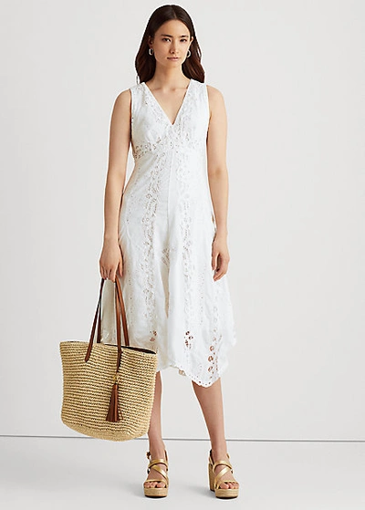 Lauren Ralph Lauren Battenberg Lace Cotton Voile Dress In White