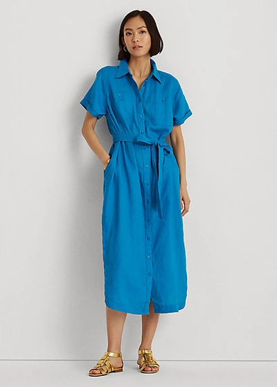 Lauren Ralph Lauren Linen Shirtdress In Summer Topaz