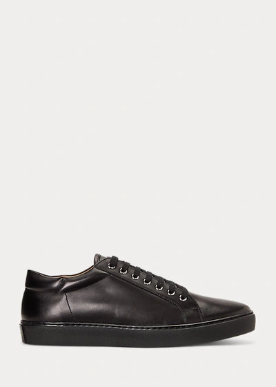 Ralph Lauren Severn Calfskin Sneaker In Black/black