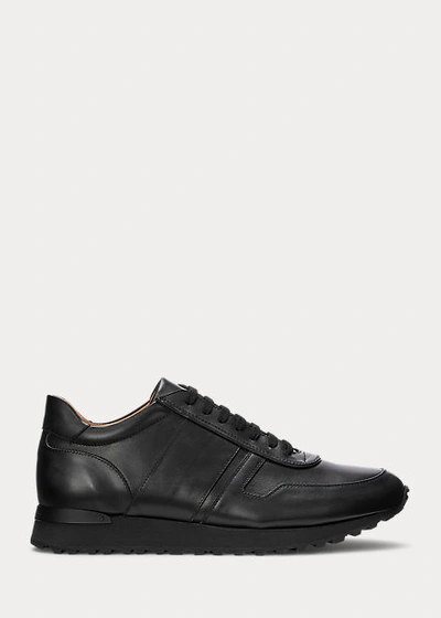 Ralph Lauren Ethan Calfskin Sneaker In Black