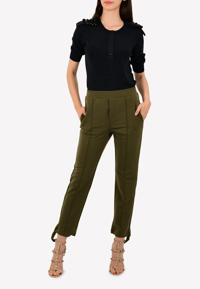 Nina Ricci Embellished Shoulder Knit Top In Blue