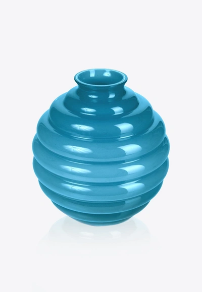Venini Dèco Layered Glass Vase In Blue