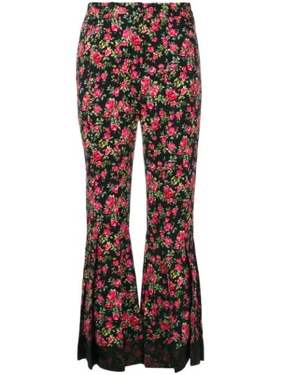 Dolce & Gabbana Floral-print Flared Pants In Black
