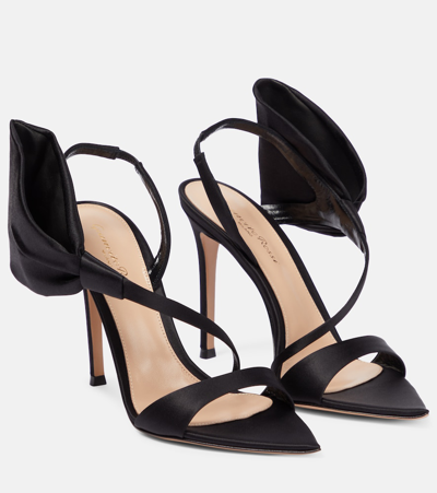 Gianvito Rossi Belvedere 105 Satin Sandals With Frill Detail In Black