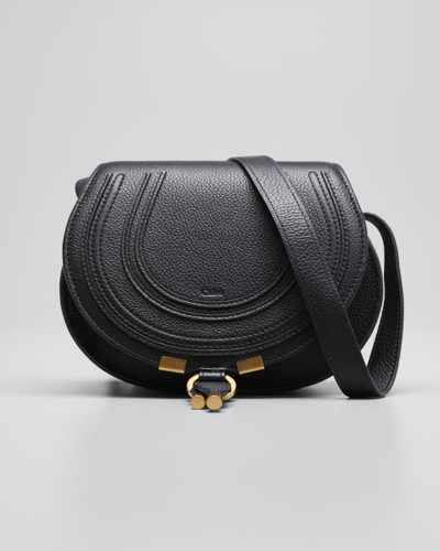 Chloé Marcie Small Saddle Crossbody Bag In Black