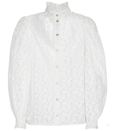 Gucci Floral Lace Long-sleeve Buttoned Shirt In White