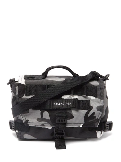 Balenciaga Camouflage-print Canvas Messenger Bag In Black/grey/white