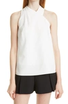 Milly Preston High-neck Cady Top In Ecru