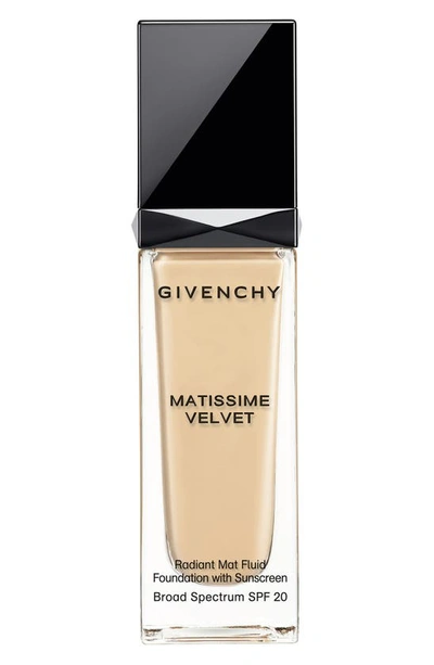 Givenchy Matissime Velvet Radiant Matte Fluid Foundation Spf 20 In 1 Porcelain
