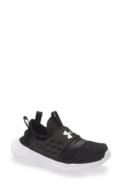 Under Armour Kids' Runplay Slip-on Sneaker In Black/white/white