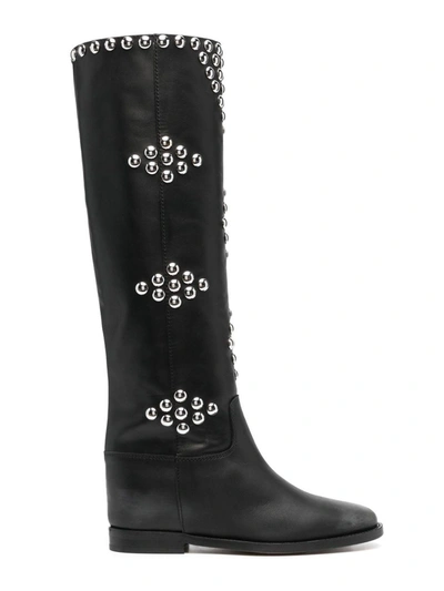 Via Roma 15 Women's 3500black Black Leather Boots