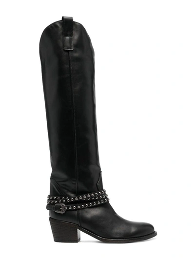 Via Roma 15 Women's 3557black Black Leather Boots