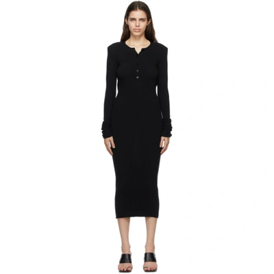 Attico Black Wool Long Sleeve Dress