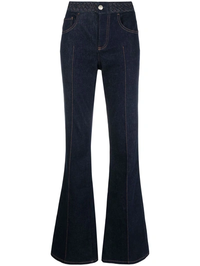 Chloé Braided Bootcut Jeans In Navy