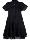 Isabel Marant Étoile Lanikaye Ruffled Tiered Cotton-voile Mini Dress In Black