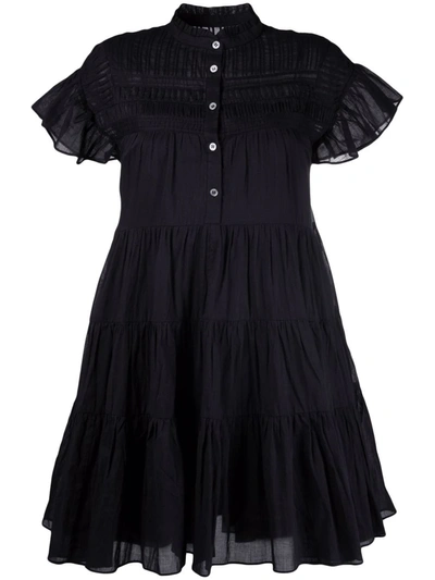 Isabel Marant Étoile Lanikaye Ruffled Tiered Cotton-voile Mini Dress In Black