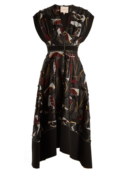 Roksanda Mituva V-neck Fil CoupÃ© Dress In Black Multi | ModeSens