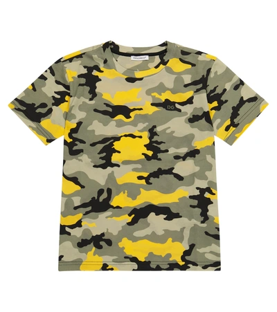 Dolce & Gabbana Kids' Camouflage-print Cotton T-shirt In Grey
