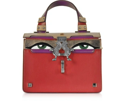 Giancarlo Petriglia Red Leather Mini Peggy Eyes Satchel Bag