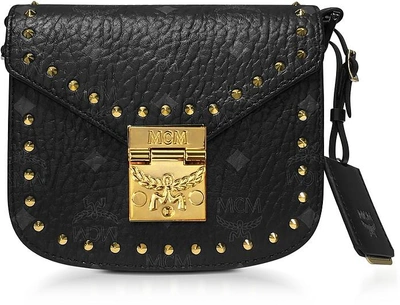 Mcm Black Patricia Studded Outline Visetos Mini Shoulder Bag