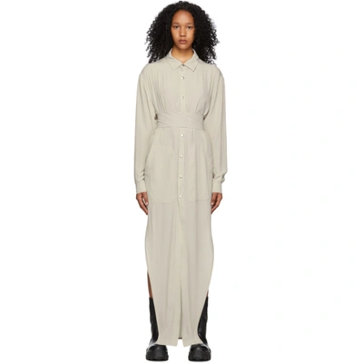 Rick Owens Grey Silk Crêpe Cocoon Dress In 61 Oyster