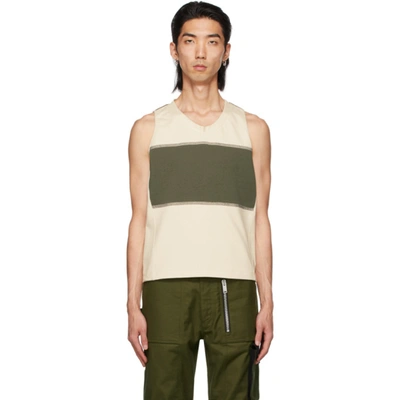 Adyar Ssense Exclusive Off-white & Green Clementi Tank Top In Field/ivory