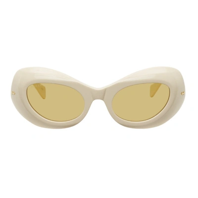 Gucci White Gg0990 Sunglasses In 30011398001