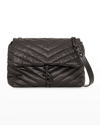 Rebecca Minkoff Edie Quilted Nylon Crossbody Bag In Black/black