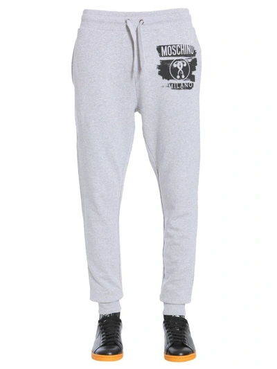 Moschino Question Mark Logo Tracksuit Bottoms In Light Grey