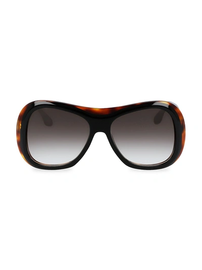 Victoria Beckham Women's Sulptural 59mm Shield Sunglasses In Black Tortoise