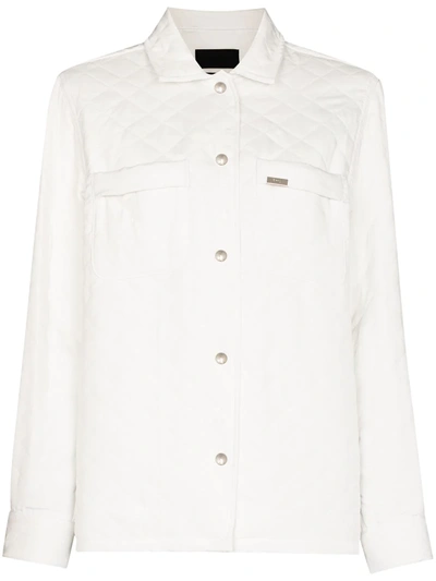Rta Barry Quilted-panel Shirt Jacket In Weiss