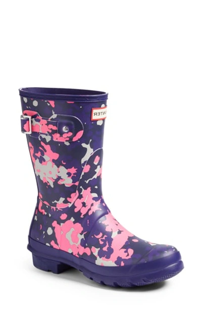 Hunter Women's Original Short Flecktarn Camo Matte Rain Boots In Neptune