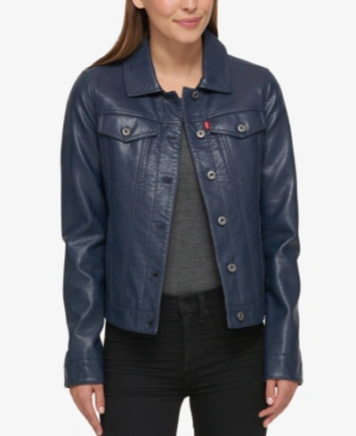 Levi's Buffed Cow Faux-leather Jacket In Navy