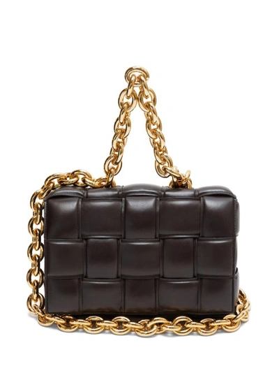 Bottega Veneta Cassette Chain-embellished Padded Intrecciato Leather Shoulder Bag In Black
