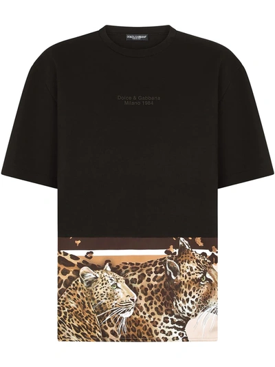 Dolce & Gabbana Leopard-print Cotton T-shirt With Patch In