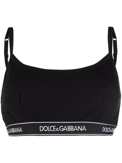 Dolce & Gabbana Logo-tape Detail Bra In Black